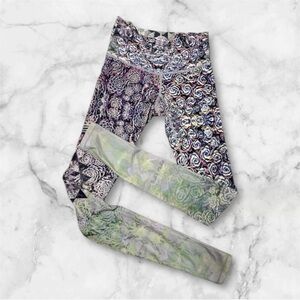 plant succulent print yoga pants green purple sz small bohemian